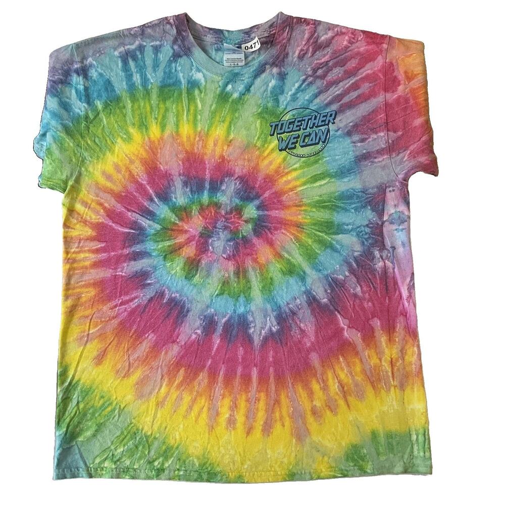 Colortone Men Shirt L Multicolor Tie Dye Link Crew Short Sleeve 100% Cotton